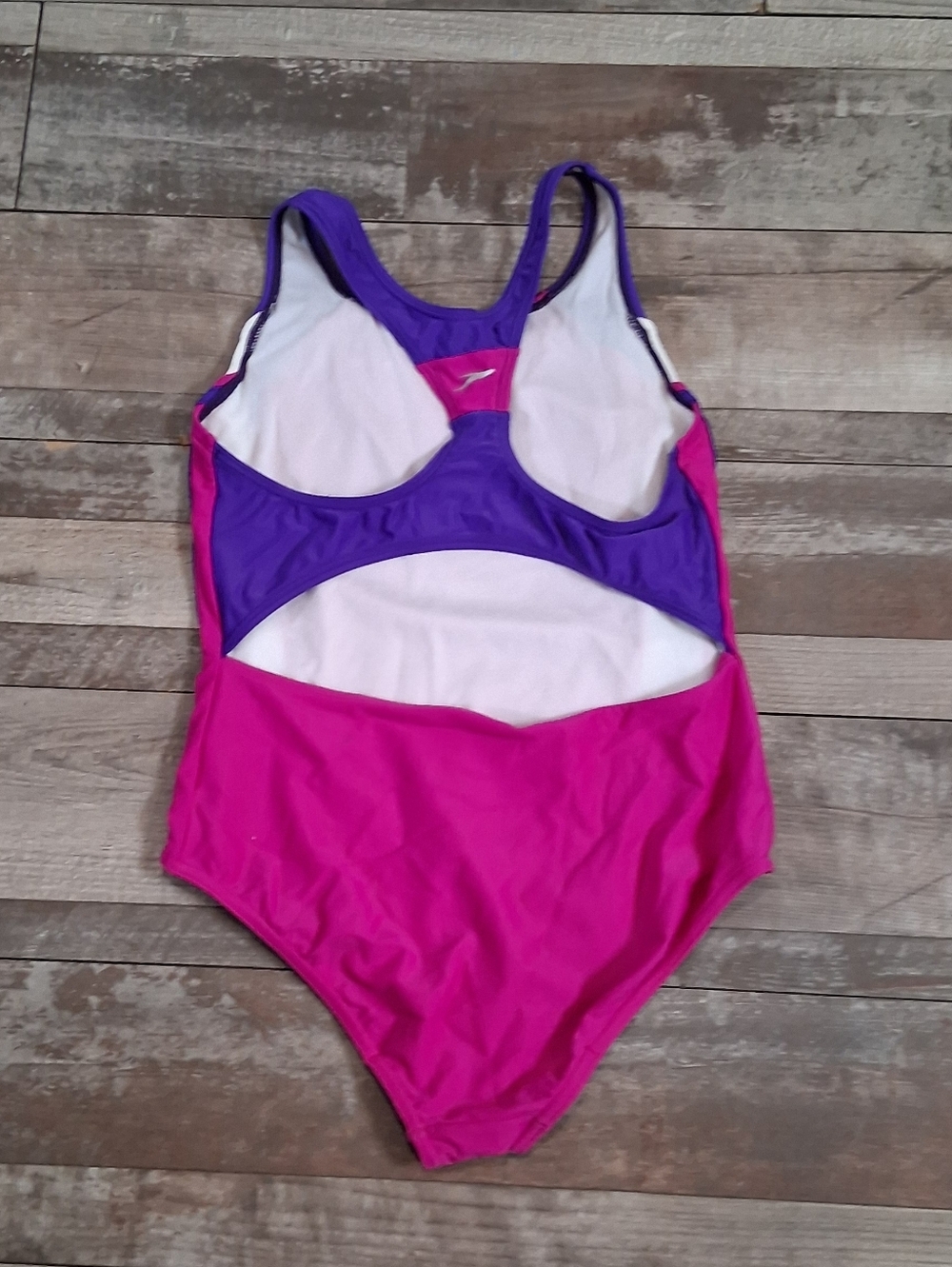 Speedo Pink Purple Sporty Girl's Infinity Racerback One Piece Swimsuit Size 16 - Picture 2 of 7